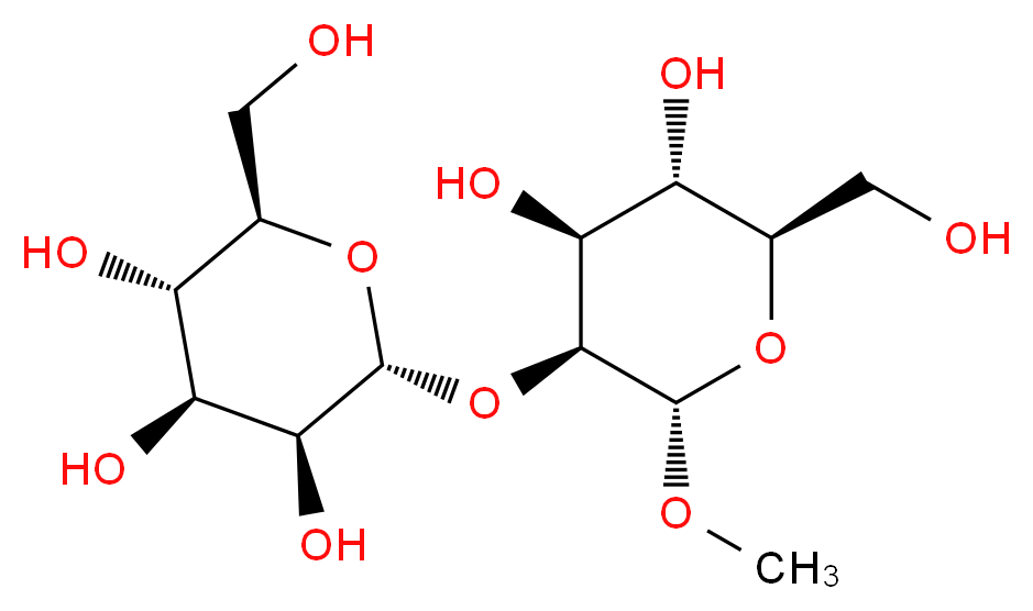 (2R,3S,4S,5S,6R)-2-{[(2S,3S,4S,5S,6R)-4,5-dihydroxy-6-(hydroxymethyl)-2-methoxyoxan-3-yl]oxy}-6-(hydroxymethyl)oxane-3,4,5-triol_分子结构_CAS_59571-75-4