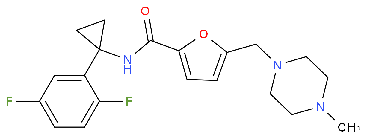 N-[1-(2,5-difluorophenyl)cyclopropyl]-5-[(4-methylpiperazin-1-yl)methyl]-2-furamide_分子结构_CAS_)