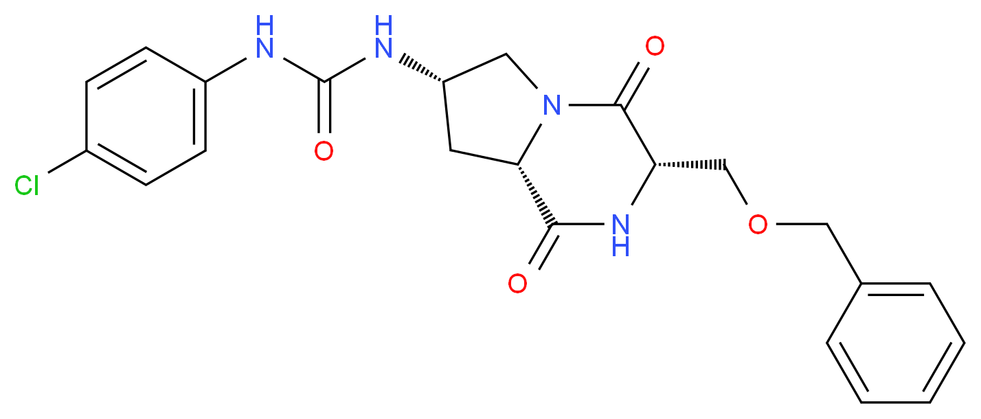 N-{(3S,7S,8aS)-3-[(benzyloxy)methyl]-1,4-dioxooctahydropyrrolo[1,2-a]pyrazin-7-yl}-N'-(4-chlorophenyl)urea_分子结构_CAS_)