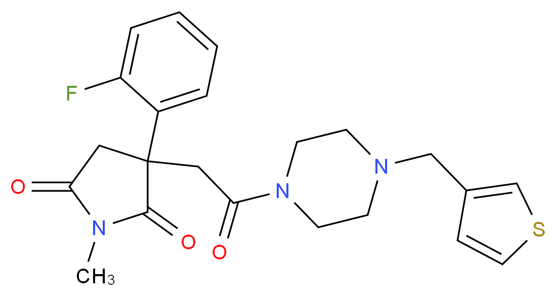 3-(2-fluorophenyl)-1-methyl-3-{2-oxo-2-[4-(3-thienylmethyl)-1-piperazinyl]ethyl}-2,5-pyrrolidinedione_分子结构_CAS_)