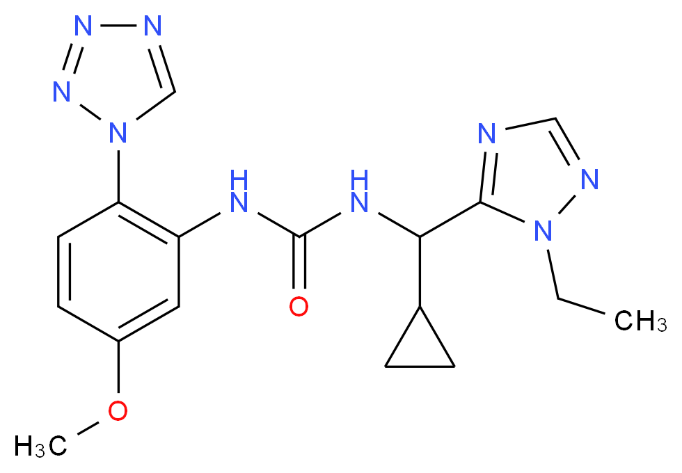N-[cyclopropyl(1-ethyl-1H-1,2,4-triazol-5-yl)methyl]-N'-[5-methoxy-2-(1H-tetrazol-1-yl)phenyl]urea_分子结构_CAS_)