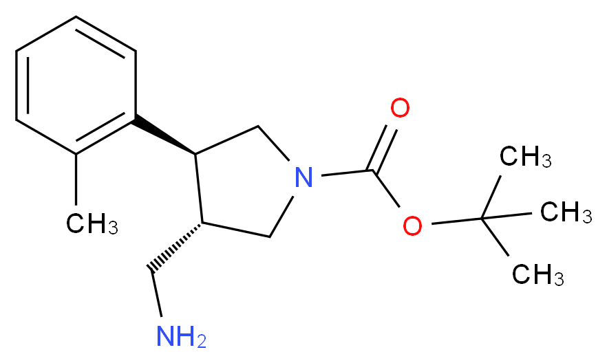 (3S,4S)-tert-butyl 3-(aminomethyl)-4-o-tolylpyrrolidine-1-carboxylate_分子结构_CAS_1260608-94-3)