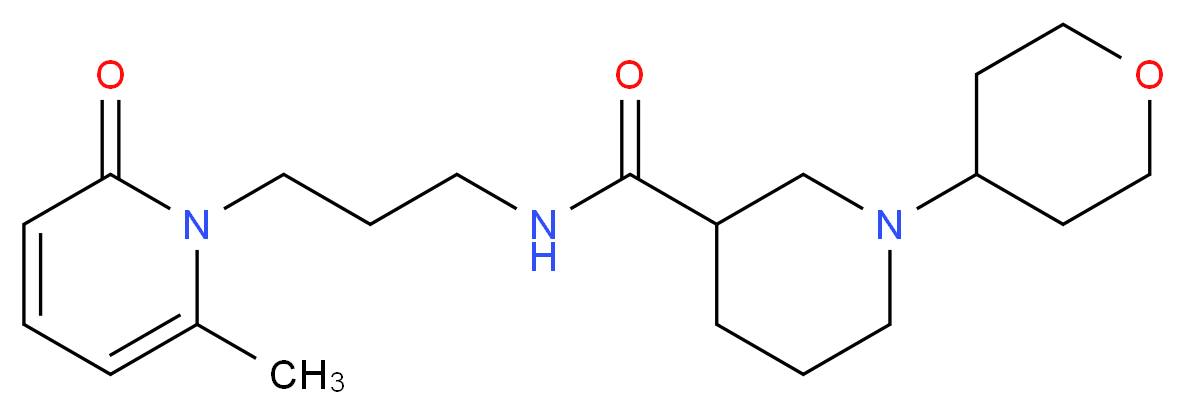 N-[3-(6-methyl-2-oxo-1(2H)-pyridinyl)propyl]-1-(tetrahydro-2H-pyran-4-yl)-3-piperidinecarboxamide_分子结构_CAS_)