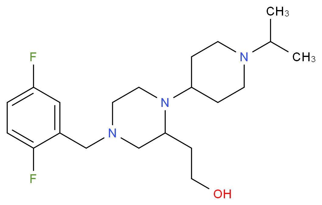 2-[4-(2,5-difluorobenzyl)-1-(1-isopropyl-4-piperidinyl)-2-piperazinyl]ethanol_分子结构_CAS_)