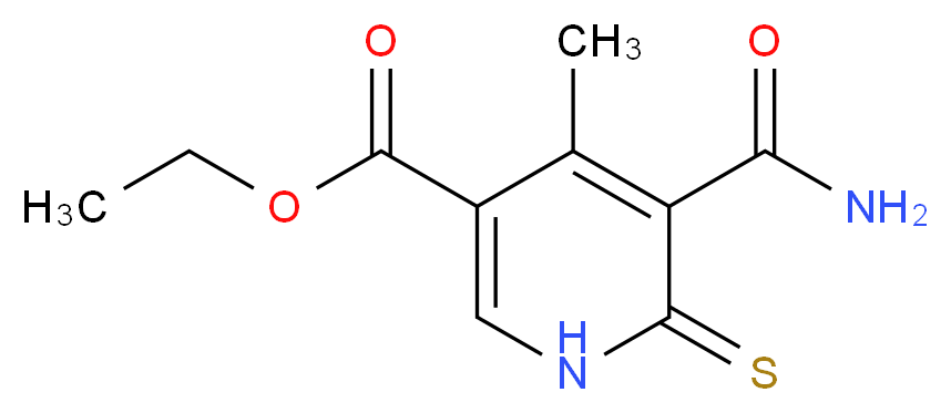 Ethyl 5-(aminocarbonyl)-4-methyl-6-thioxo-1,6-dihydro-3-pyridinecarboxylate_分子结构_CAS_)