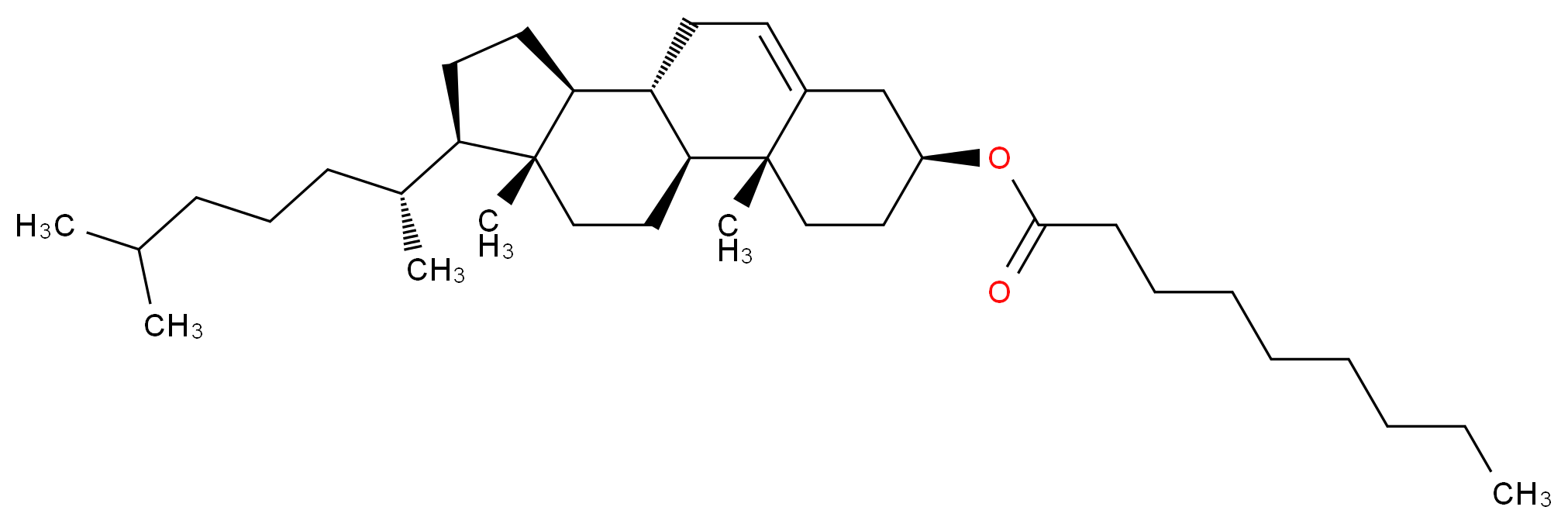 (1S,2R,5S,10S,11S,14R,15R)-2,15-dimethyl-14-[(2R)-6-methylheptan-2-yl]tetracyclo[8.7.0.0<sup>2</sup>,<sup>7</sup>.0<sup>1</sup><sup>1</sup>,<sup>1</sup><sup>5</sup>]heptadec-7-en-5-yl nonanoate_分子结构_CAS_1182-66-7