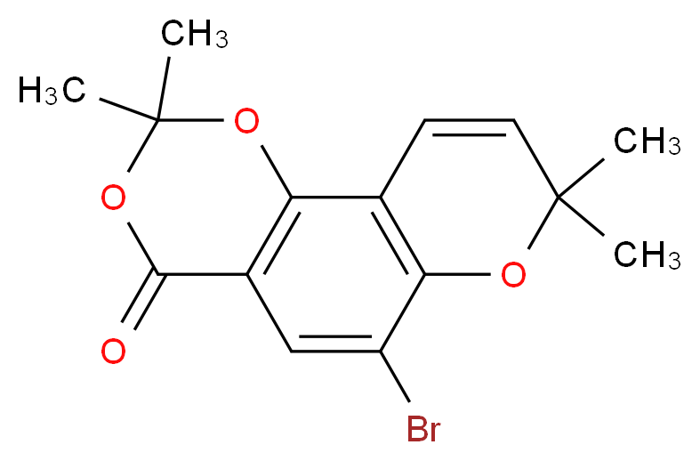 6-bromo-2,2,8,8-tetramethyl-2H,4H,8H-[1,3]dioxino[4,5-f]chromen-4-one_分子结构_CAS_531501-42-5