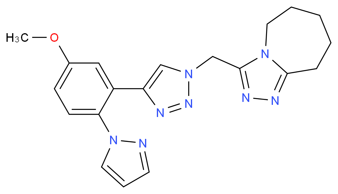 3-({4-[5-methoxy-2-(1H-pyrazol-1-yl)phenyl]-1H-1,2,3-triazol-1-yl}methyl)-6,7,8,9-tetrahydro-5H-[1,2,4]triazolo[4,3-a]azepine_分子结构_CAS_)