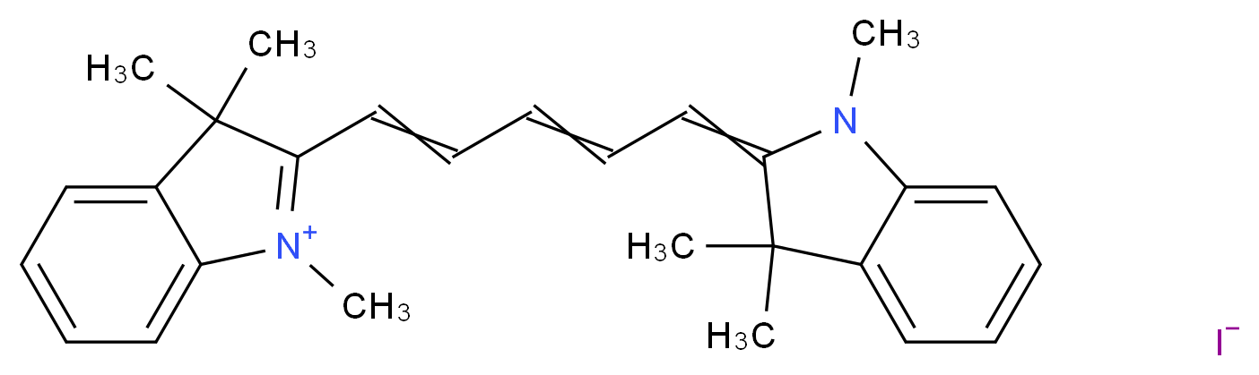 1,3,3-trimethyl-2-[(1E,3E)-5-[(2Z)-1,3,3-trimethyl-2,3-dihydro-1H-indol-2-ylidene]penta-1,3-dien-1-yl]-3H-indol-1-ium iodide_分子结构_CAS_36536-22-8