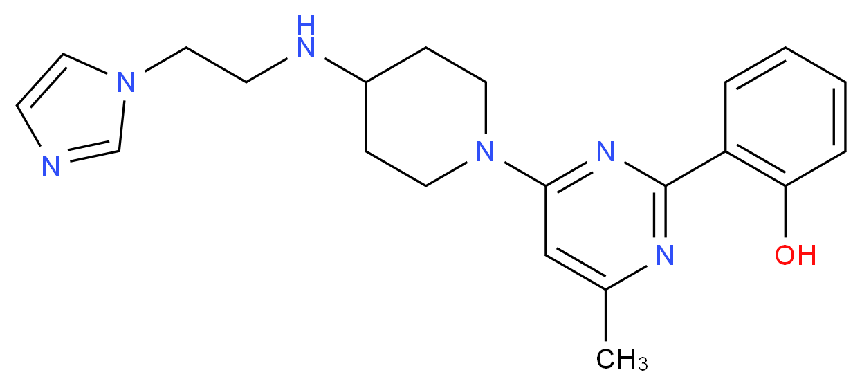 2-[4-(4-{[2-(1H-imidazol-1-yl)ethyl]amino}piperidin-1-yl)-6-methylpyrimidin-2-yl]phenol_分子结构_CAS_)