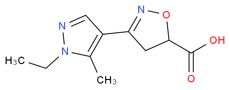 3-(1-ethyl-5-methyl-1H-pyrazol-4-yl)-4,5-dihydro-1,2-oxazole-5-carboxylic acid_分子结构_CAS_957258-38-7