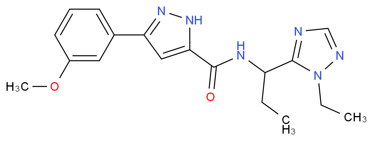 N-[1-(1-ethyl-1H-1,2,4-triazol-5-yl)propyl]-3-(3-methoxyphenyl)-1H-pyrazole-5-carboxamide_分子结构_CAS_)