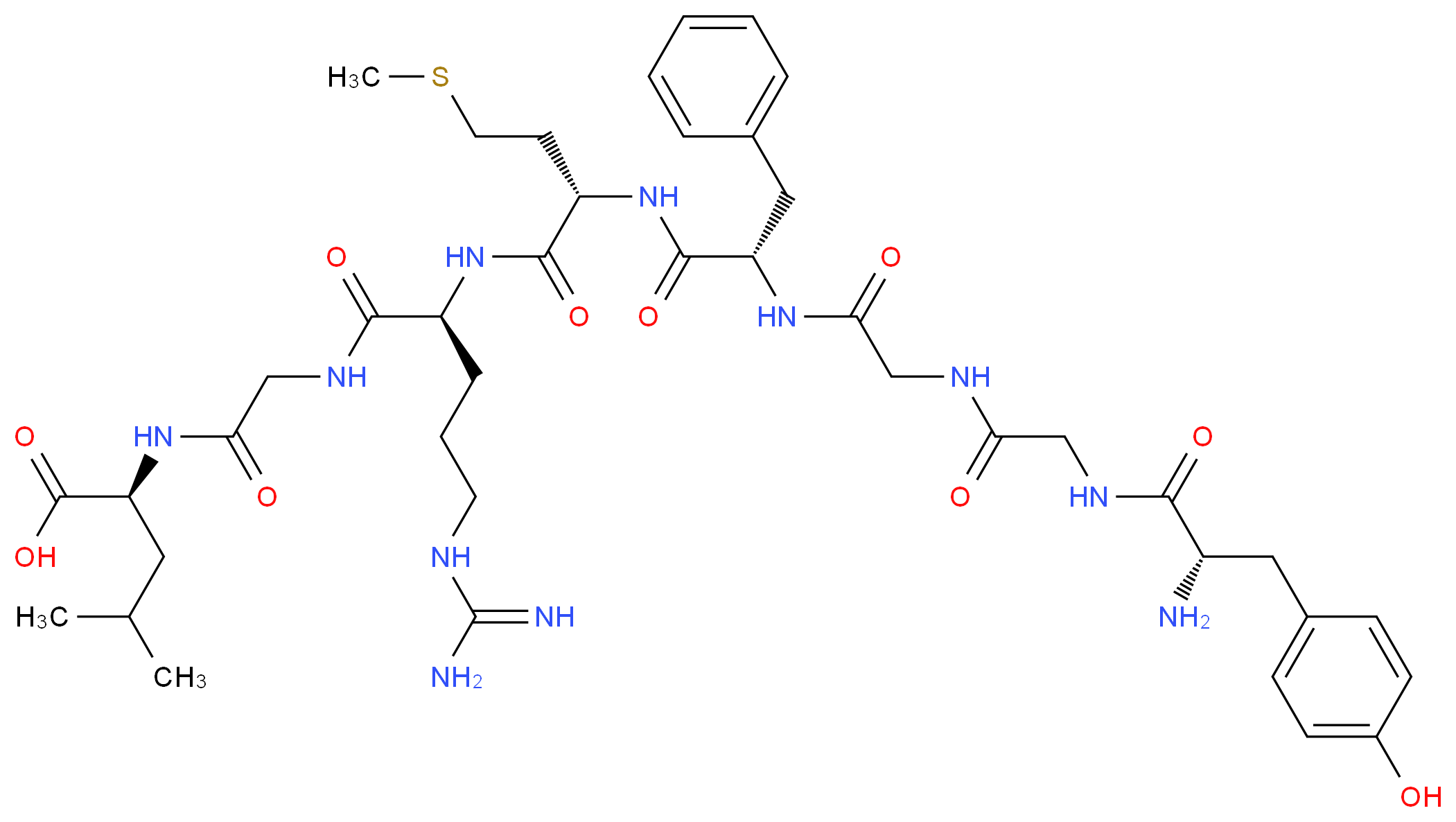(2S)-2-{2-[(2S)-2-[(2S)-2-[(2S)-2-(2-{2-[(2S)-2-amino-3-(4-hydroxyphenyl)propanamido]acetamido}acetamido)-3-phenylpropanamido]-4-(methylsulfanyl)butanamido]-5-carbamimidamidopentanamido]acetamido}-4-methylpentanoic acid_分子结构_CAS_80501-44-6