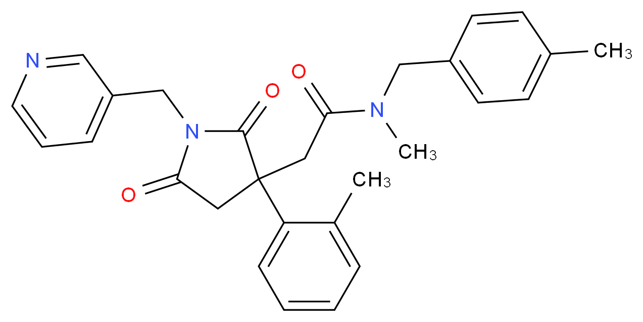 N-methyl-N-(4-methylbenzyl)-2-[3-(2-methylphenyl)-2,5-dioxo-1-(3-pyridinylmethyl)-3-pyrrolidinyl]acetamide_分子结构_CAS_)