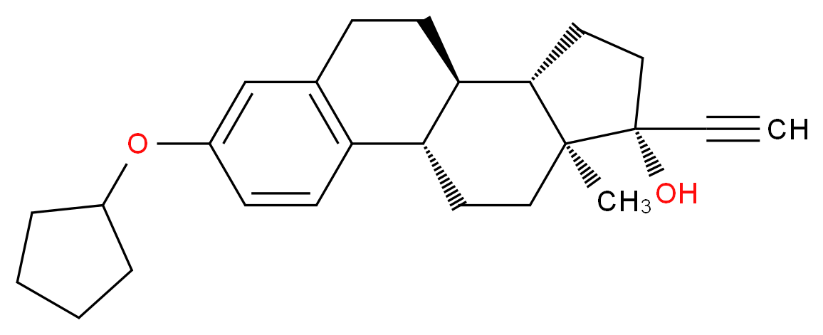 (1S,10R,11S,14R,15S)-5-(cyclopentyloxy)-14-ethynyl-15-methyltetracyclo[8.7.0.0^{2,7}.0^{11,15}]heptadeca-2(7),3,5-trien-14-ol_分子结构_CAS_152-43-2