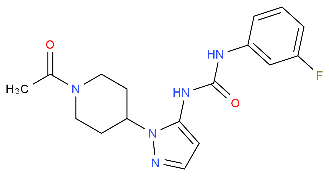N-[1-(1-acetylpiperidin-4-yl)-1H-pyrazol-5-yl]-N'-(3-fluorophenyl)urea_分子结构_CAS_)