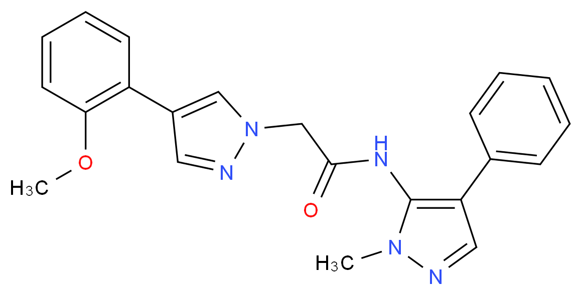 2-[4-(2-methoxyphenyl)-1H-pyrazol-1-yl]-N-(1-methyl-4-phenyl-1H-pyrazol-5-yl)acetamide_分子结构_CAS_)