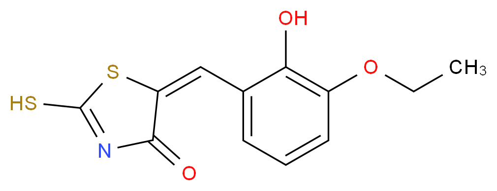 (5E)-5-(3-Ethoxy-2-hydroxybenzylidene)-2-mercapto-1,3-thiazol-4(5H)-one_分子结构_CAS_99988-45-1)