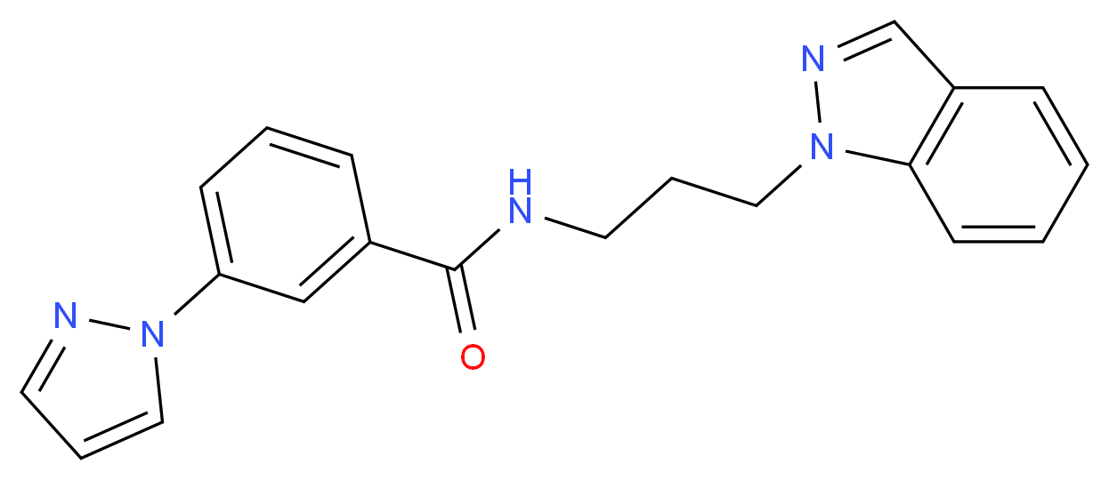 N-[3-(1H-indazol-1-yl)propyl]-3-(1H-pyrazol-1-yl)benzamide_分子结构_CAS_)