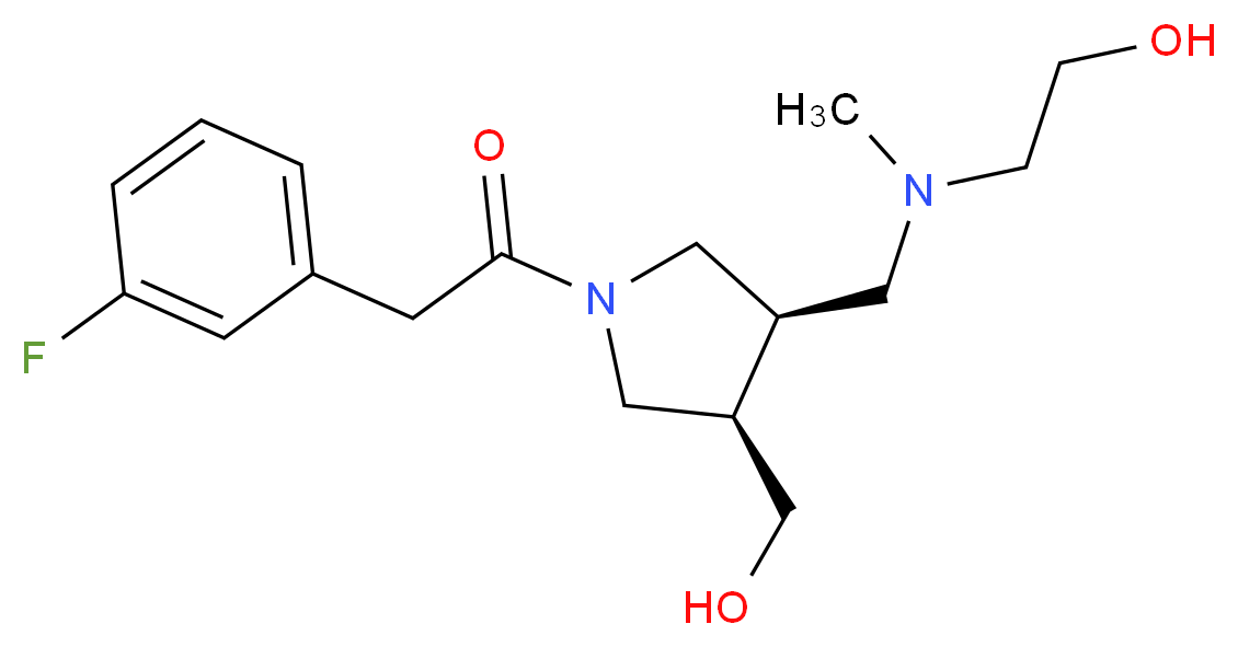 2-[{[(3R*,4R*)-1-[(3-fluorophenyl)acetyl]-4-(hydroxymethyl)pyrrolidin-3-yl]methyl}(methyl)amino]ethanol_分子结构_CAS_)