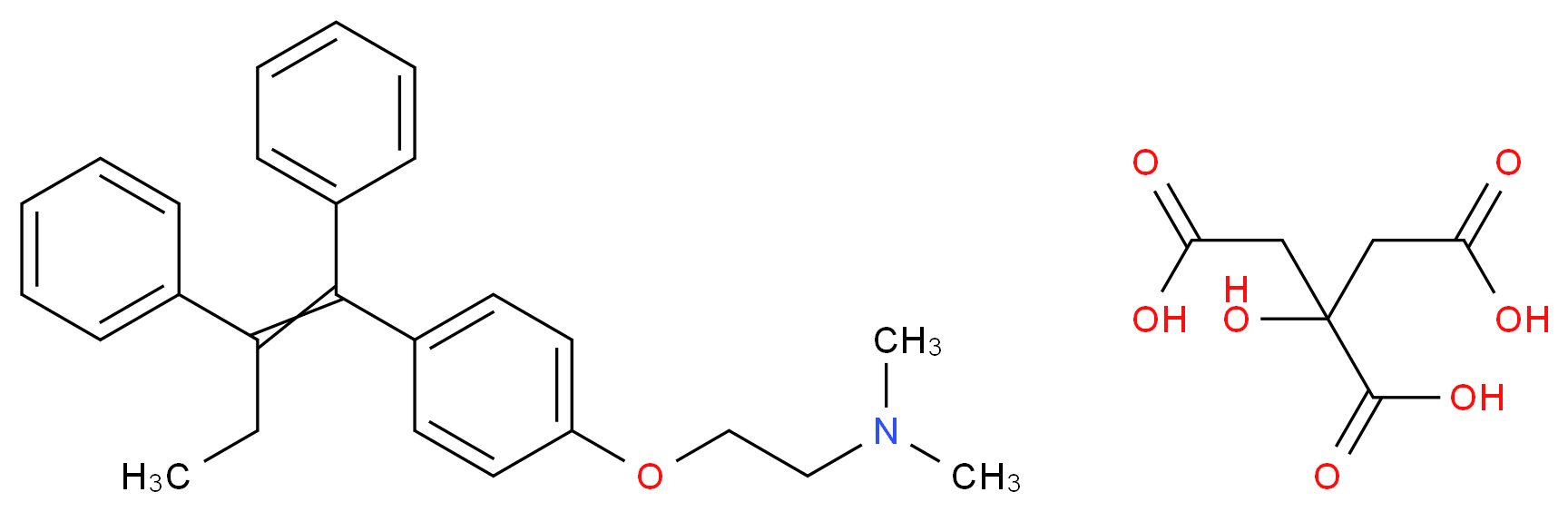 (2-{4-[1,2-diphenylbut-1-en-1-yl]phenoxy}ethyl)dimethylamine; 2-hydroxypropane-1,2,3-tricarboxylic acid_分子结构_CAS_)
