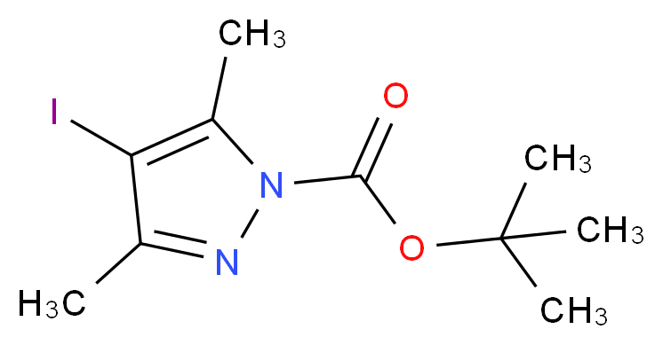 tert-butyl 4-iodo-3,5-dimethyl-1H-pyrazole-1-carboxylate_分子结构_CAS_857283-71-7)