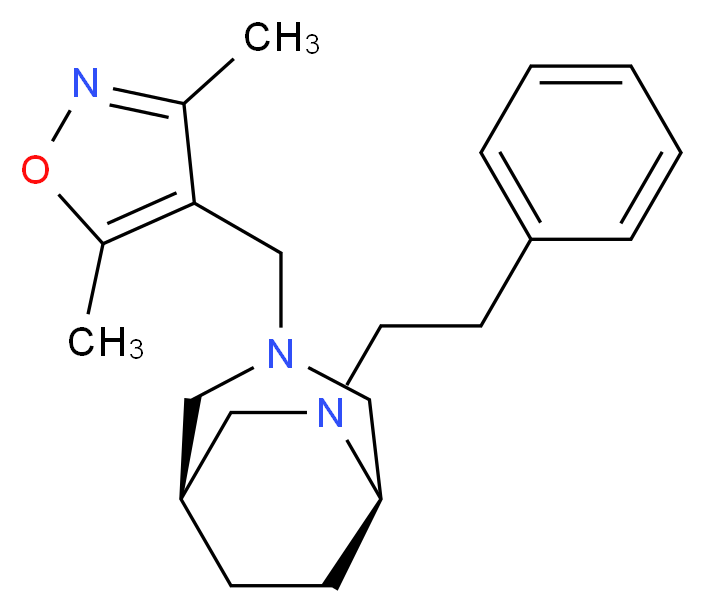 (1S*,5R*)-3-[(3,5-dimethyl-4-isoxazolyl)methyl]-6-(2-phenylethyl)-3,6-diazabicyclo[3.2.2]nonane_分子结构_CAS_)