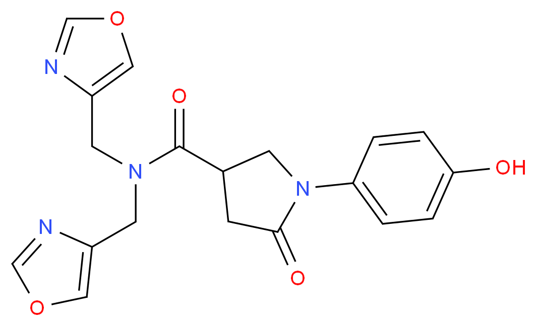 1-(4-hydroxyphenyl)-N,N-bis(1,3-oxazol-4-ylmethyl)-5-oxopyrrolidine-3-carboxamide_分子结构_CAS_)