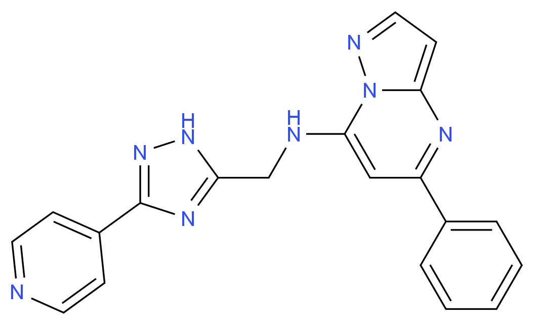5-phenyl-N-{[3-(4-pyridinyl)-1H-1,2,4-triazol-5-yl]methyl}pyrazolo[1,5-a]pyrimidin-7-amine_分子结构_CAS_)