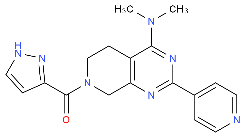 N,N-dimethyl-7-(1H-pyrazol-3-ylcarbonyl)-2-(4-pyridinyl)-5,6,7,8-tetrahydropyrido[3,4-d]pyrimidin-4-amine_分子结构_CAS_)