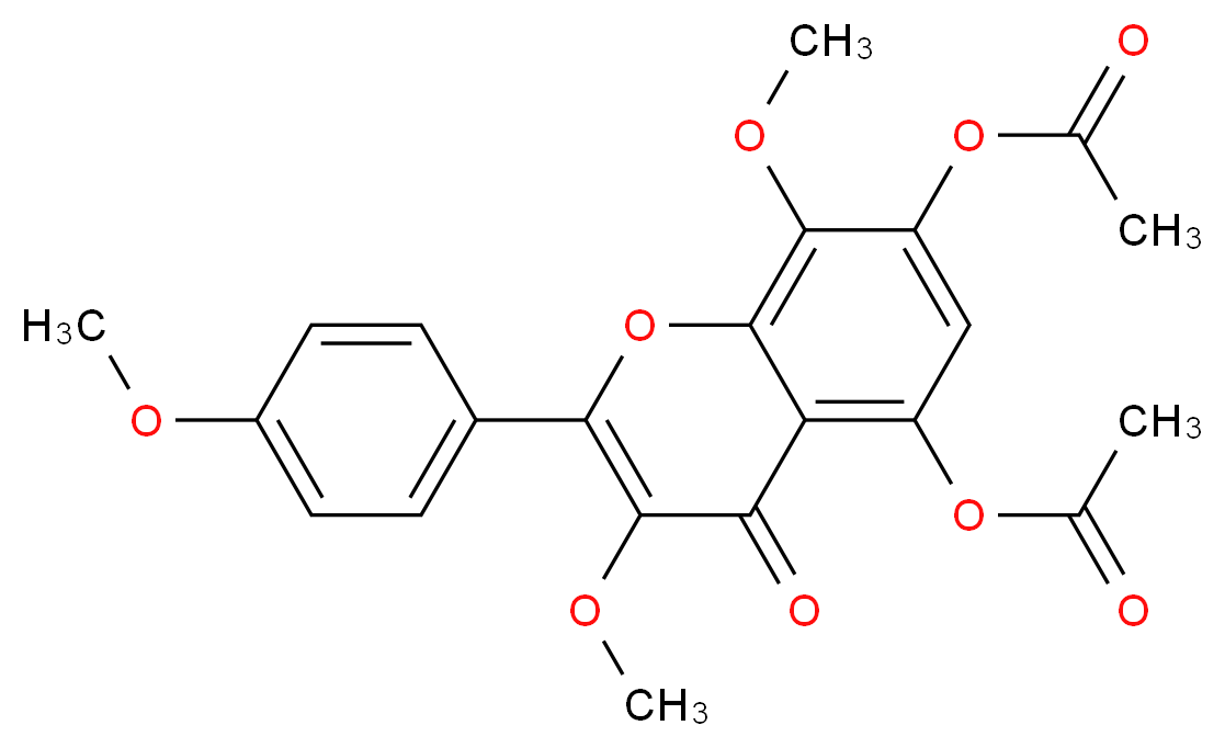 7-(acetyloxy)-3,8-dimethoxy-2-(4-methoxyphenyl)-4-oxo-4H-chromen-5-yl acetate_分子结构_CAS_5128-43-8