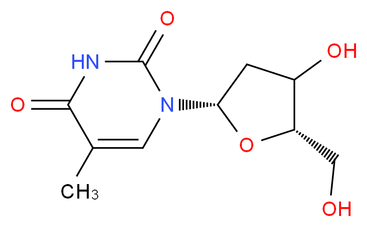 1-[(2S,5S)-4-hydroxy-5-(hydroxymethyl)oxolan-2-yl]-5-methyl-1,2,3,4-tetrahydropyrimidine-2,4-dione_分子结构_CAS_3424-98-4
