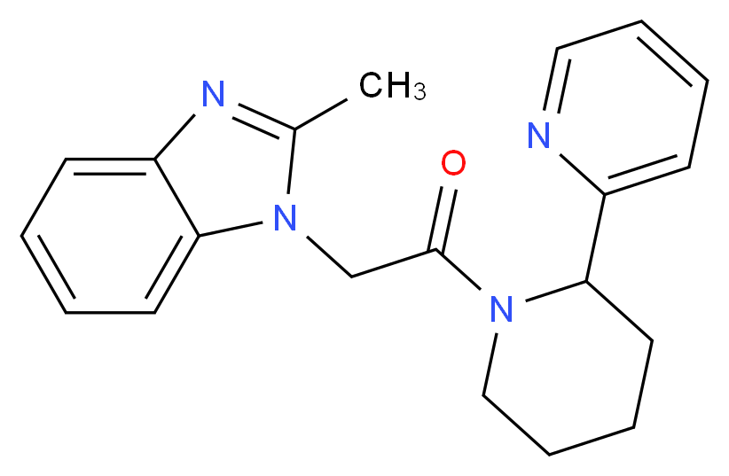 2-methyl-1-{2-oxo-2-[2-(2-pyridinyl)-1-piperidinyl]ethyl}-1H-benzimidazole_分子结构_CAS_)
