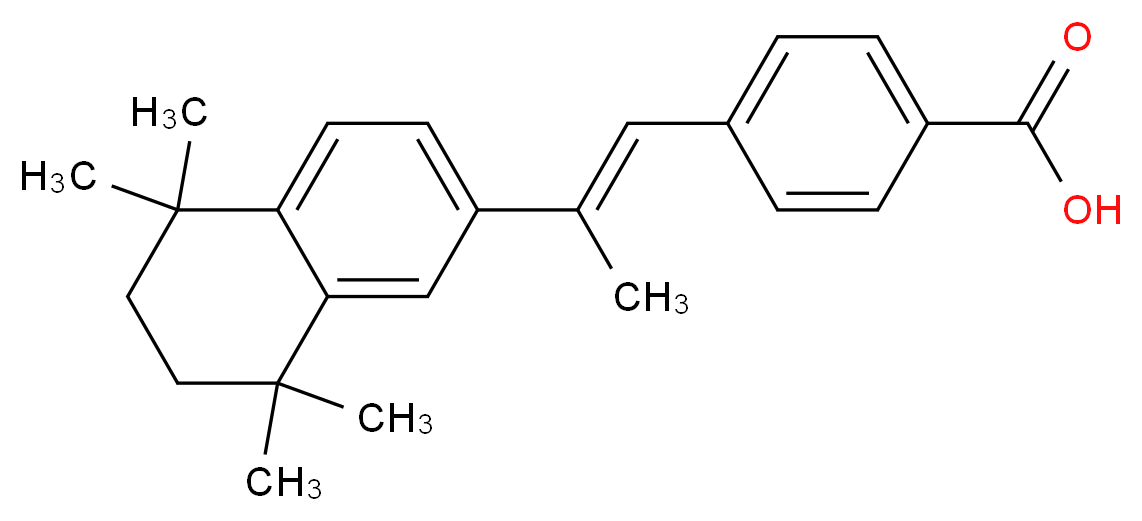 4-[(1E)-2-(5,5,8,8-tetramethyl-5,6,7,8-tetrahydronaphthalen-2-yl)prop-1-en-1-yl]benzoic acid_分子结构_CAS_71441-28-6