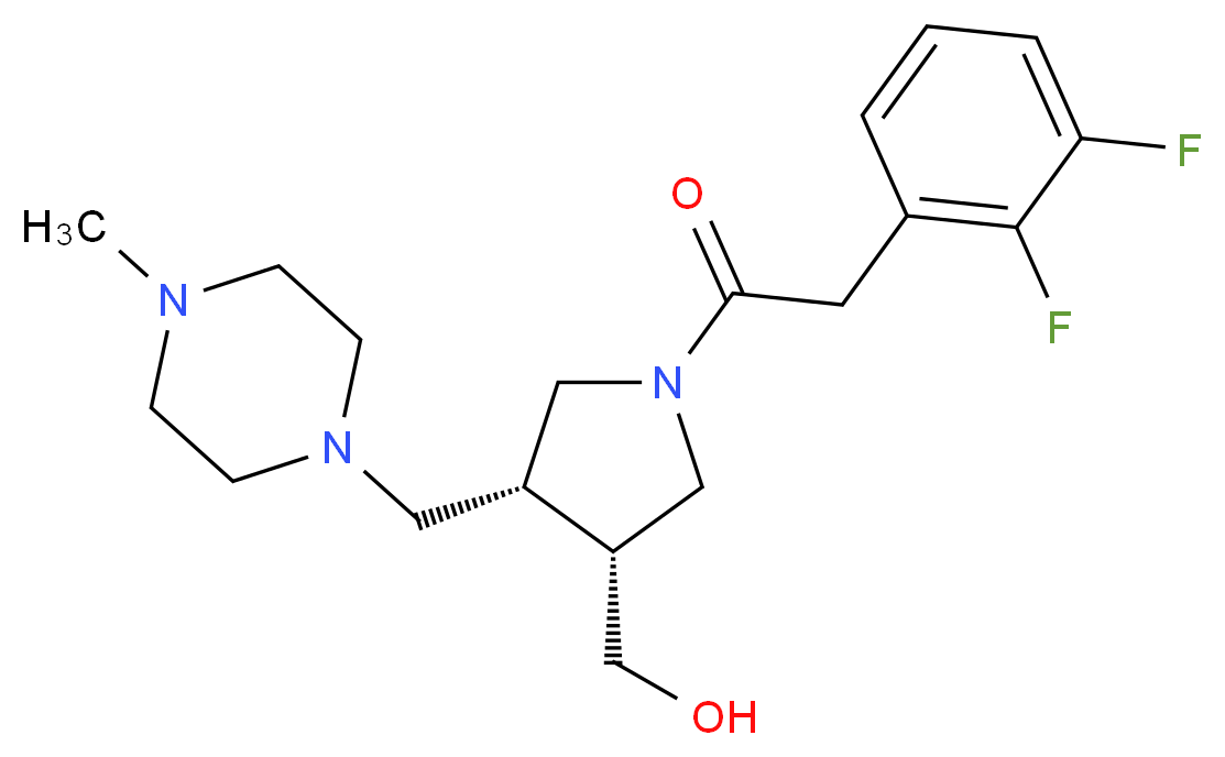 {(3R*,4R*)-1-[(2,3-difluorophenyl)acetyl]-4-[(4-methylpiperazin-1-yl)methyl]pyrrolidin-3-yl}methanol_分子结构_CAS_)