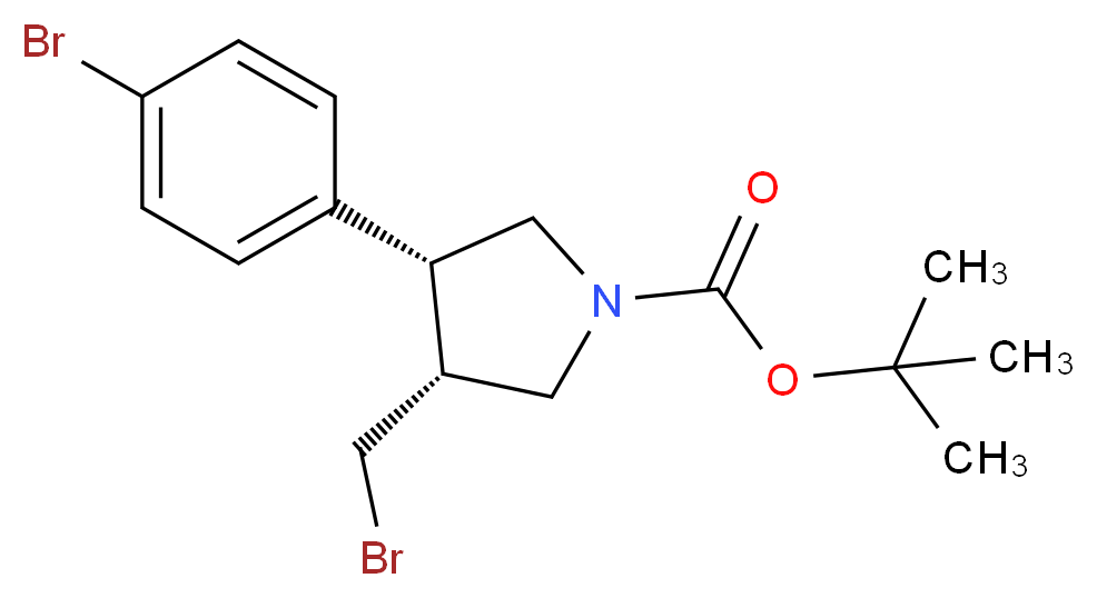 tert-butyl (3R,4R)-3-(bromomethyl)-4-(4-bromophenyl)pyrrolidine-1-carboxylate_分子结构_CAS_1260596-81-3