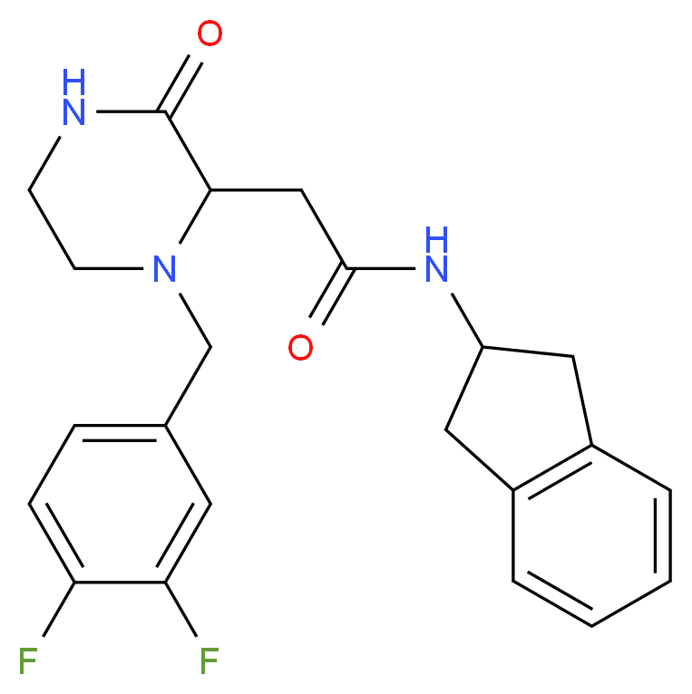 2-[1-(3,4-difluorobenzyl)-3-oxo-2-piperazinyl]-N-(2,3-dihydro-1H-inden-2-yl)acetamide_分子结构_CAS_)