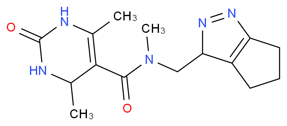 N,4,6-trimethyl-2-oxo-N-(3,4,5,6-tetrahydrocyclopenta[c]pyrazol-3-ylmethyl)-1,2,3,4-tetrahydropyrimidine-5-carboxamide_分子结构_CAS_)