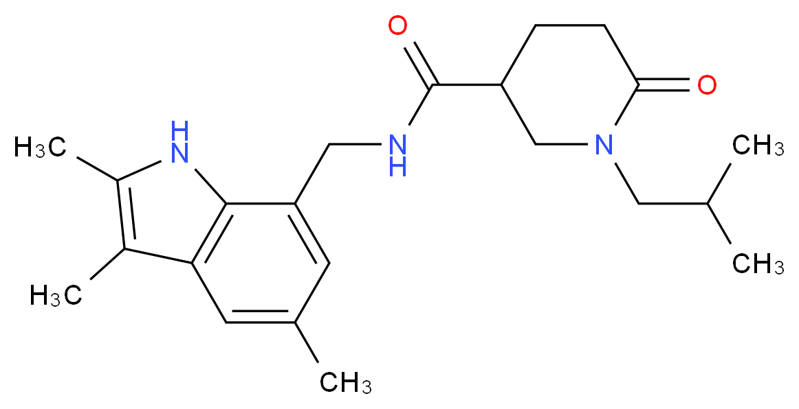 1-isobutyl-6-oxo-N-[(2,3,5-trimethyl-1H-indol-7-yl)methyl]piperidine-3-carboxamide_分子结构_CAS_)