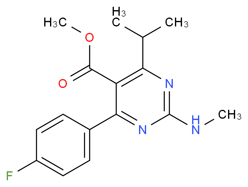 Methyl 4-(4-Fluorophenyl)-6-isopropyl-2-(methylamino)pyrimidine-5-carboxylate_分子结构_CAS_160009-36-9)