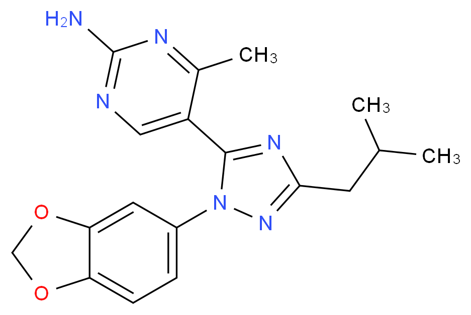 5-[1-(1,3-benzodioxol-5-yl)-3-isobutyl-1H-1,2,4-triazol-5-yl]-4-methylpyrimidin-2-amine_分子结构_CAS_)