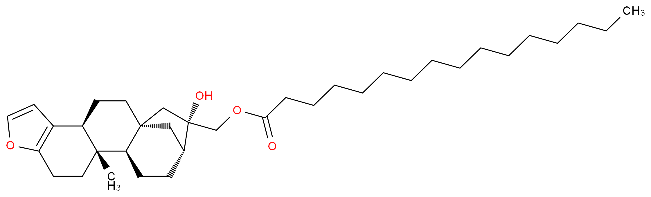 [(1R,4S,12S,13R,16R,17S)-17-hydroxy-12-methyl-8-oxapentacyclo[14.2.1.0^{1,13}.0^{4,12}.0^{5,9}]nonadeca-5(9),6-dien-17-yl]methyl hexadecanoate_分子结构_CAS_81760-46-5
