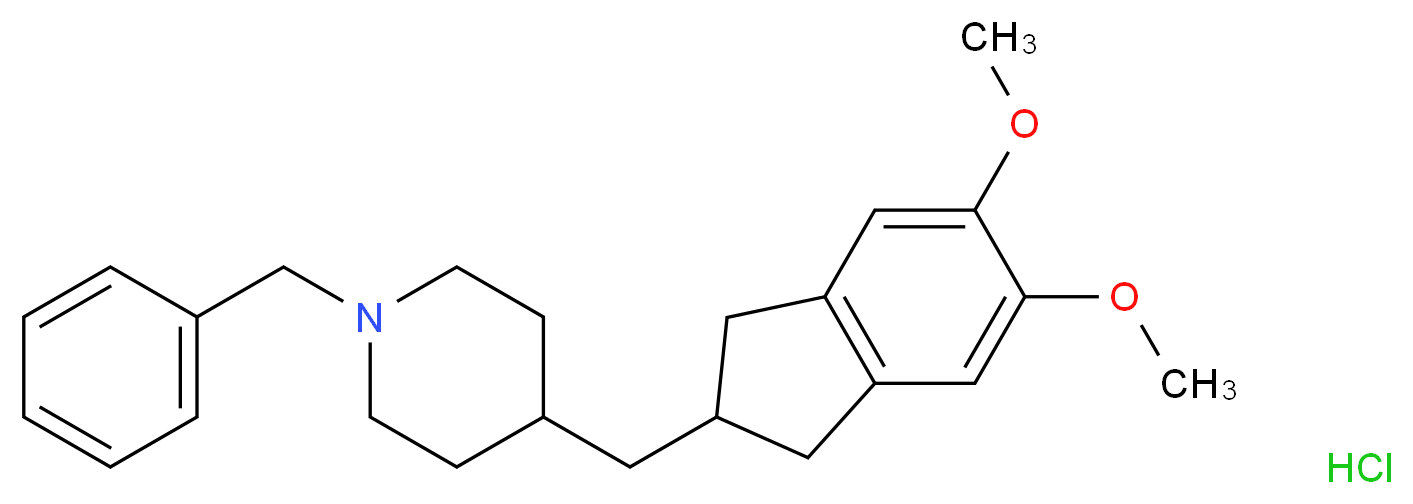 1-benzyl-4-[(5,6-dimethoxy-2,3-dihydro-1H-inden-2-yl)methyl]piperidine hydrochloride_分子结构_CAS_1034439-57-0