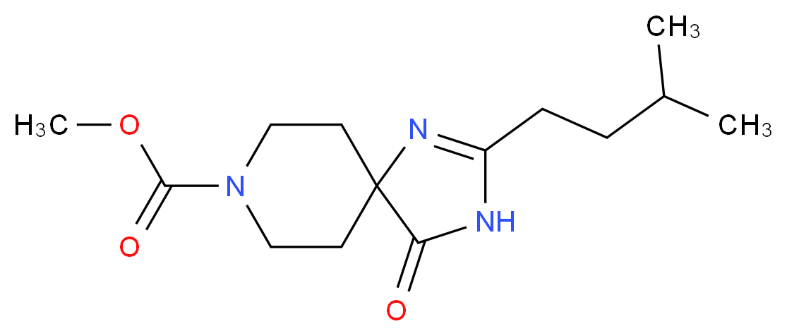 methyl 2-(3-methylbutyl)-4-oxo-1,3,8-triazaspiro[4.5]dec-1-ene-8-carboxylate_分子结构_CAS_)
