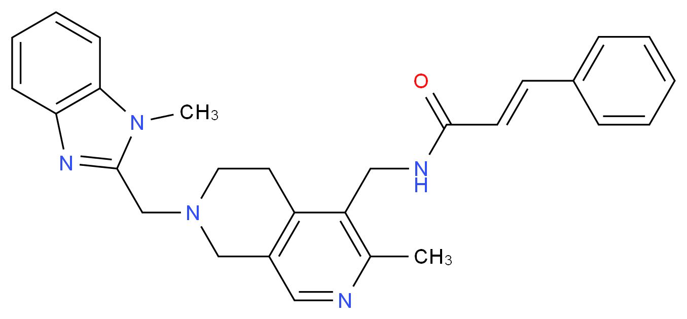 (2E)-N-({3-methyl-7-[(1-methyl-1H-benzimidazol-2-yl)methyl]-5,6,7,8-tetrahydro-2,7-naphthyridin-4-yl}methyl)-3-phenylacrylamide_分子结构_CAS_)