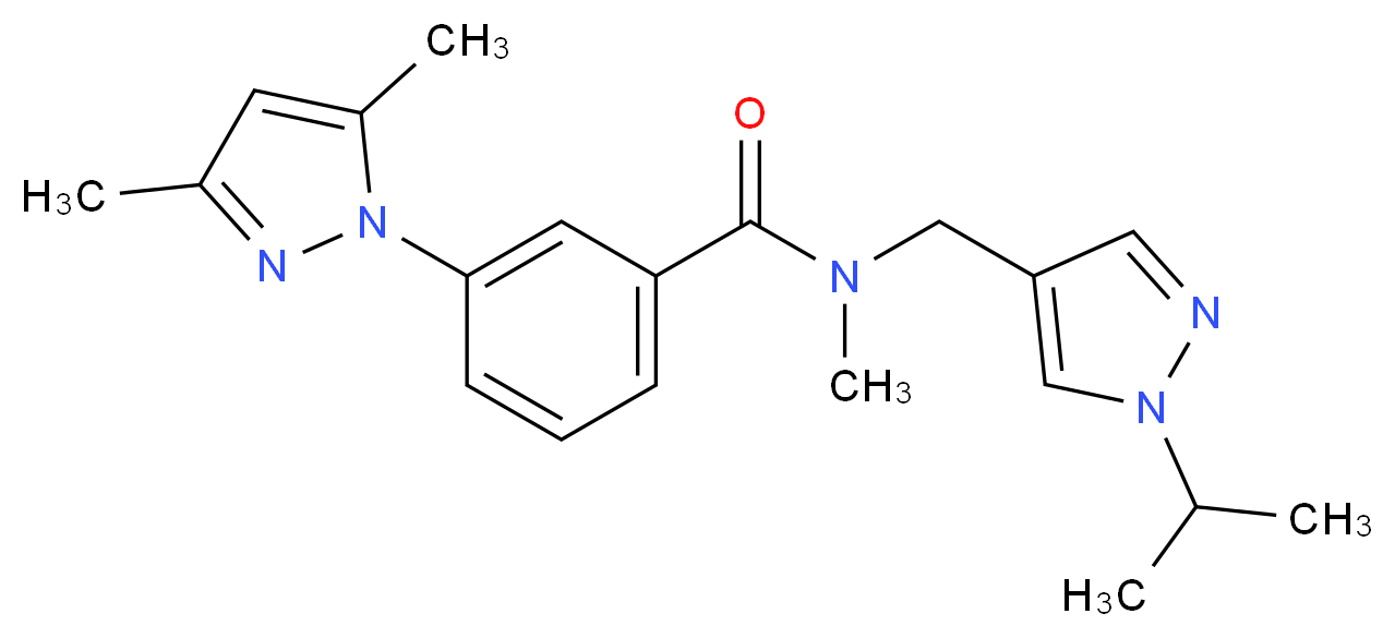 3-(3,5-dimethyl-1H-pyrazol-1-yl)-N-[(1-isopropyl-1H-pyrazol-4-yl)methyl]-N-methylbenzamide_分子结构_CAS_)