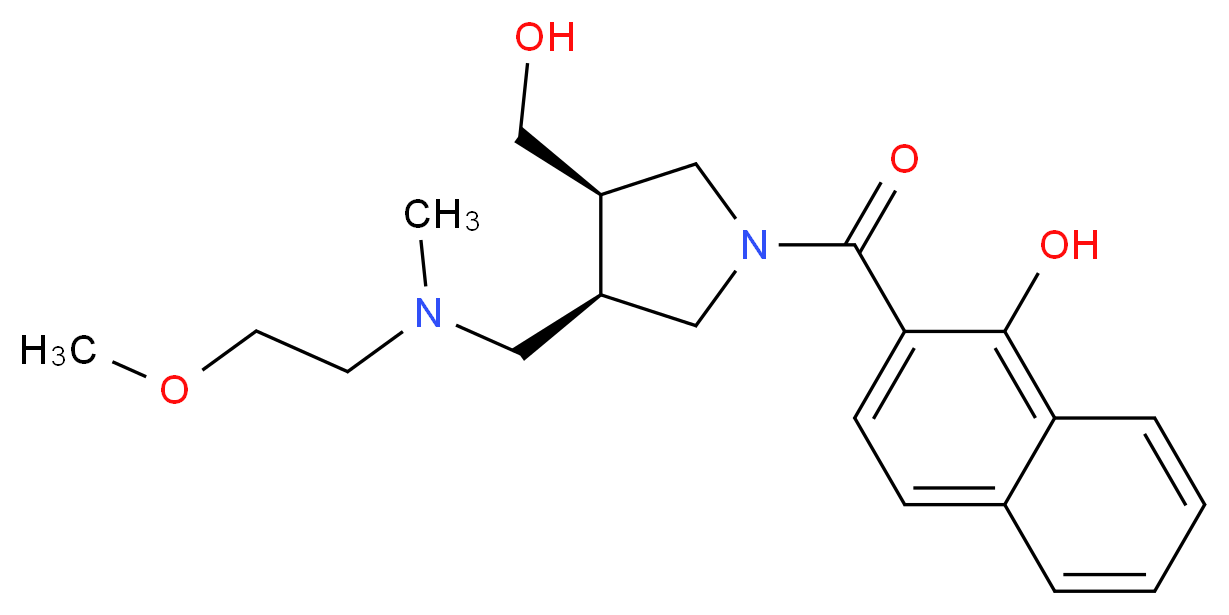 2-[((3R*,4R*)-3-(hydroxymethyl)-4-{[(2-methoxyethyl)(methyl)amino]methyl}pyrrolidin-1-yl)carbonyl]-1-naphthol_分子结构_CAS_)