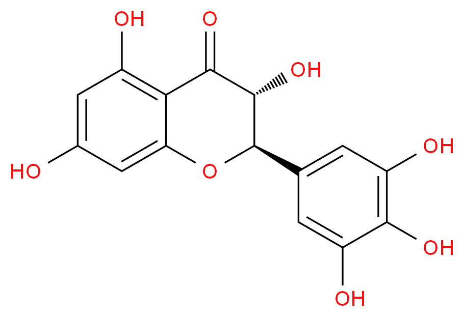 (2R,3R)-3,5,7-trihydroxy-2-(3,4,5-trihydroxyphenyl)-3,4-dihydro-2H-1-benzopyran-4-one_分子结构_CAS_27200-12-0