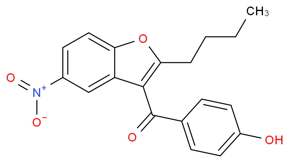 4-(2-butyl-5-nitro-1-benzofuran-3-carbonyl)phenol_分子结构_CAS_141645-16-1