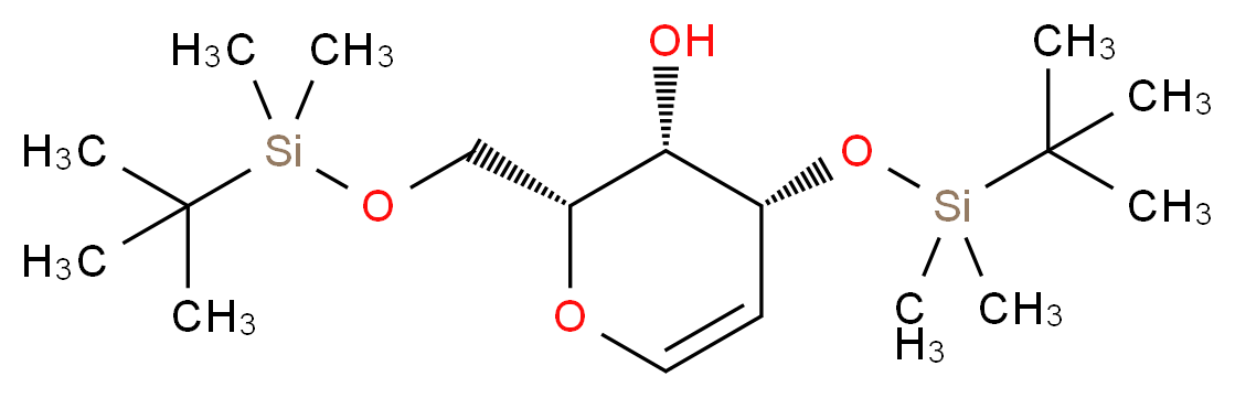 (2R,3S,4R)-4-[(tert-butyldimethylsilyl)oxy]-2-{[(tert-butyldimethylsilyl)oxy]methyl}-3,4-dihydro-2H-pyran-3-ol_分子结构_CAS_111902-03-5